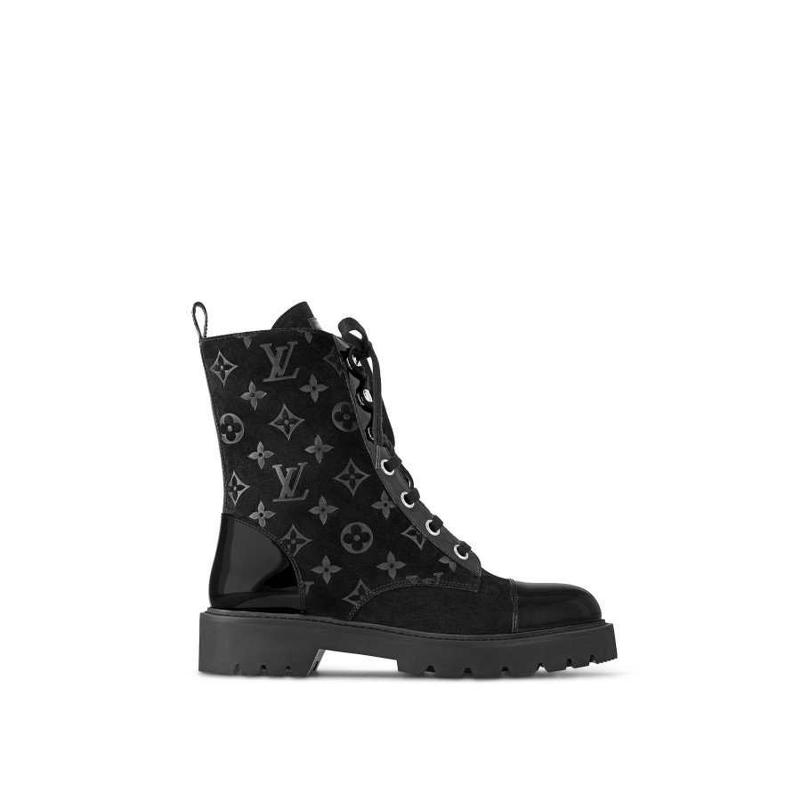 Mujer Louis Vuitton Botas Y Botines | Bota Militar Plana Territory Negro