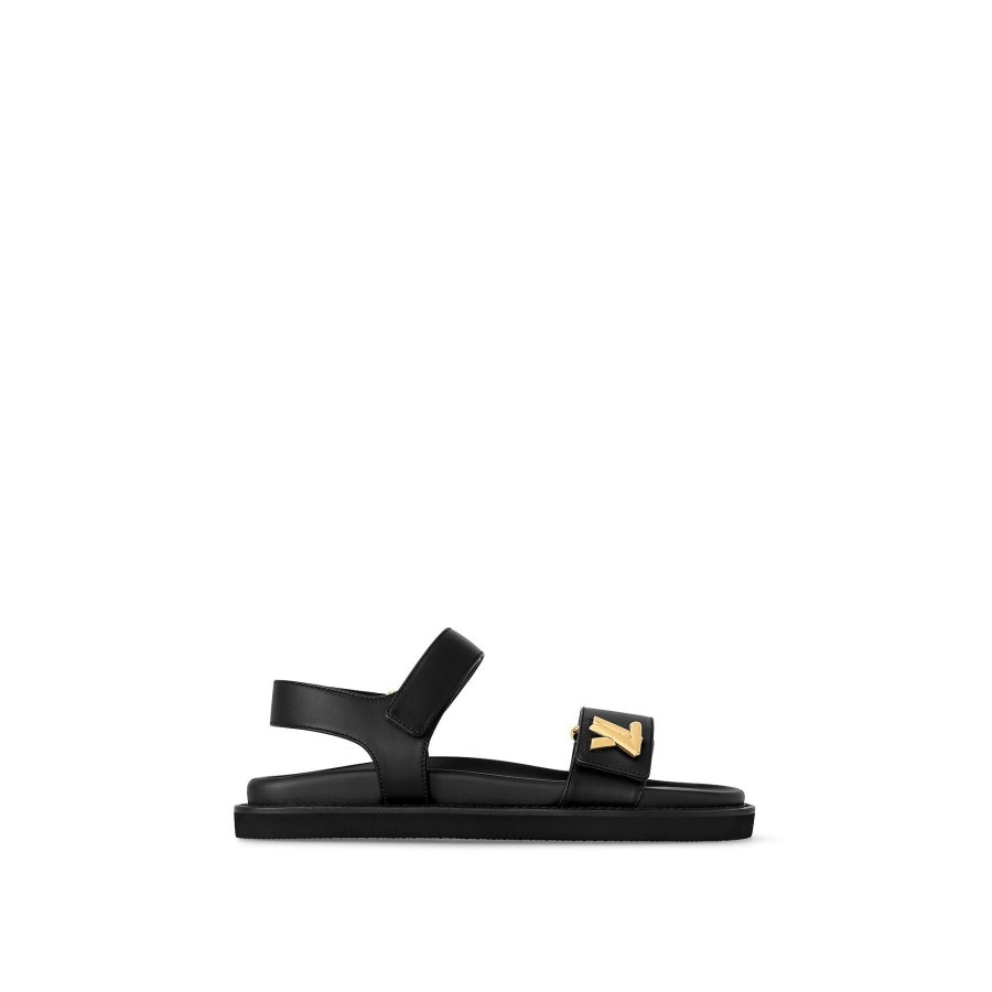 Mujer Louis Vuitton Sandalias Y Alpargatas | Sandalia Plana Lv Sunset Comfort Negro