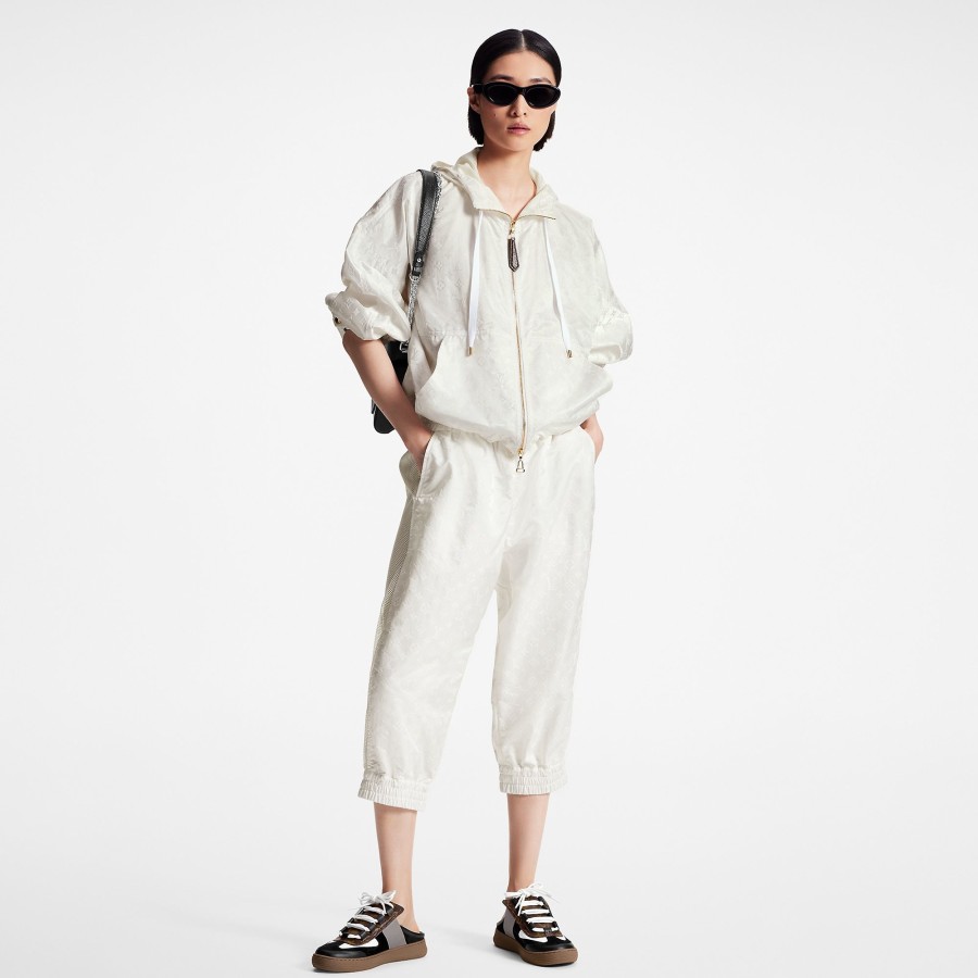 Mujer Louis Vuitton Abrigos Y Chaquetas | Parka Corta Monogram En Sarga De Saten Brillante Blanc