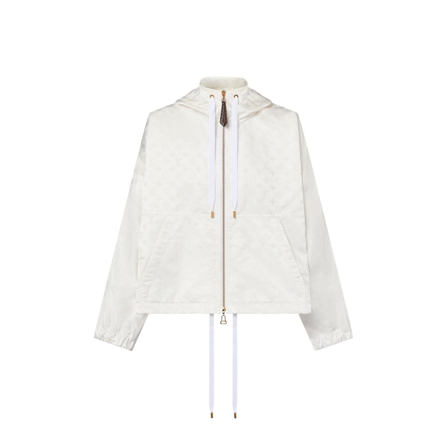 Mujer Louis Vuitton Abrigos Y Chaquetas | Parka Corta Monogram En Sarga De Saten Brillante Blanc