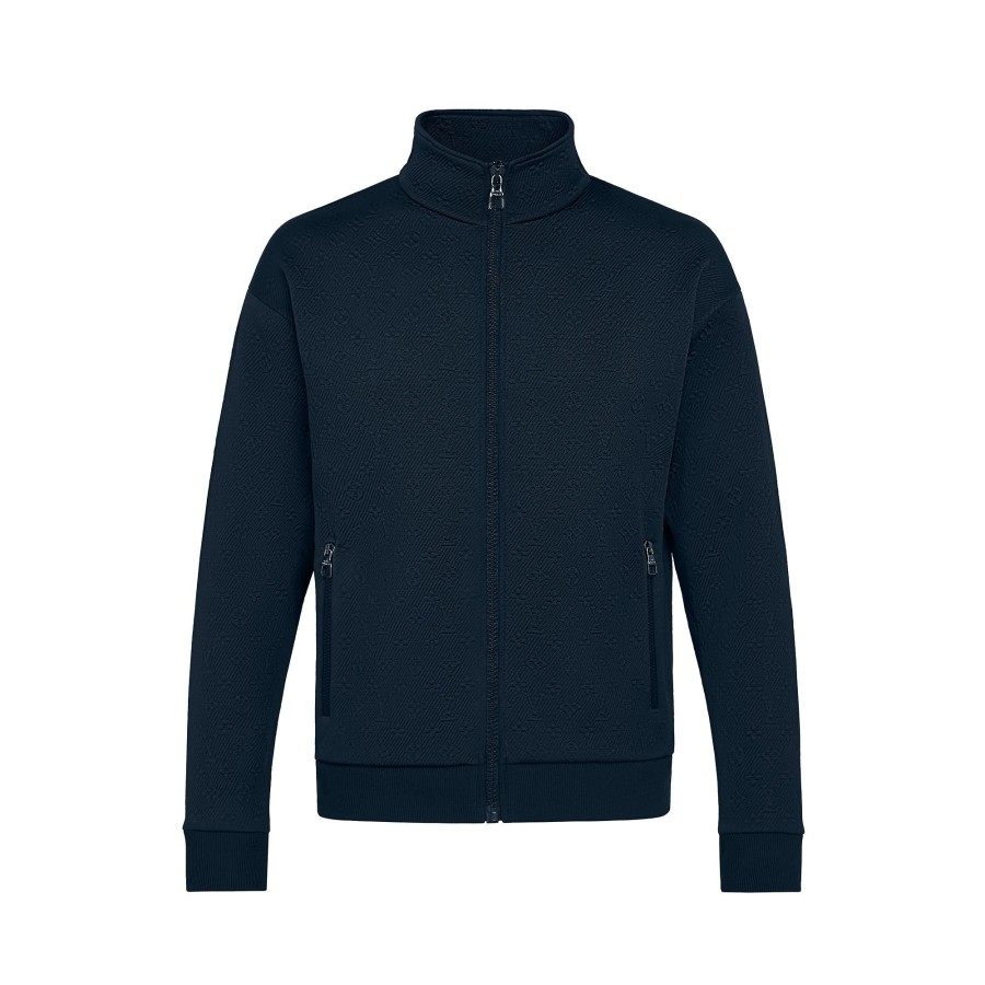 Hombre Louis Vuitton Punto Y Sudaderas | Chaqueta Monogram Con Cremallera Bleu Nuit