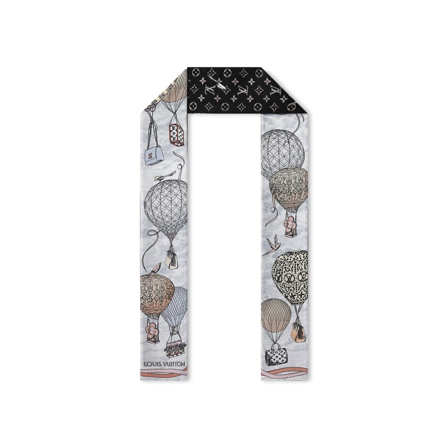 Mujer Louis Vuitton Panuelos De Seda Y Bandanas | Bandana Up And Away Noir Blanc