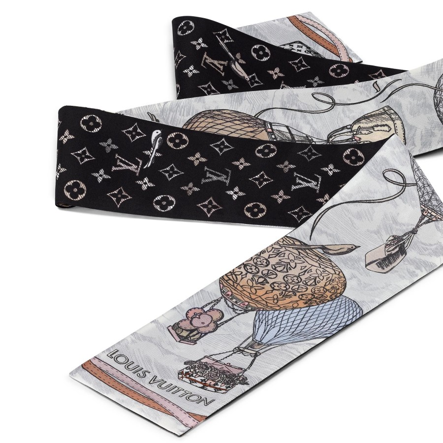 Mujer Louis Vuitton Panuelos De Seda Y Bandanas | Bandana Up And Away Noir Blanc