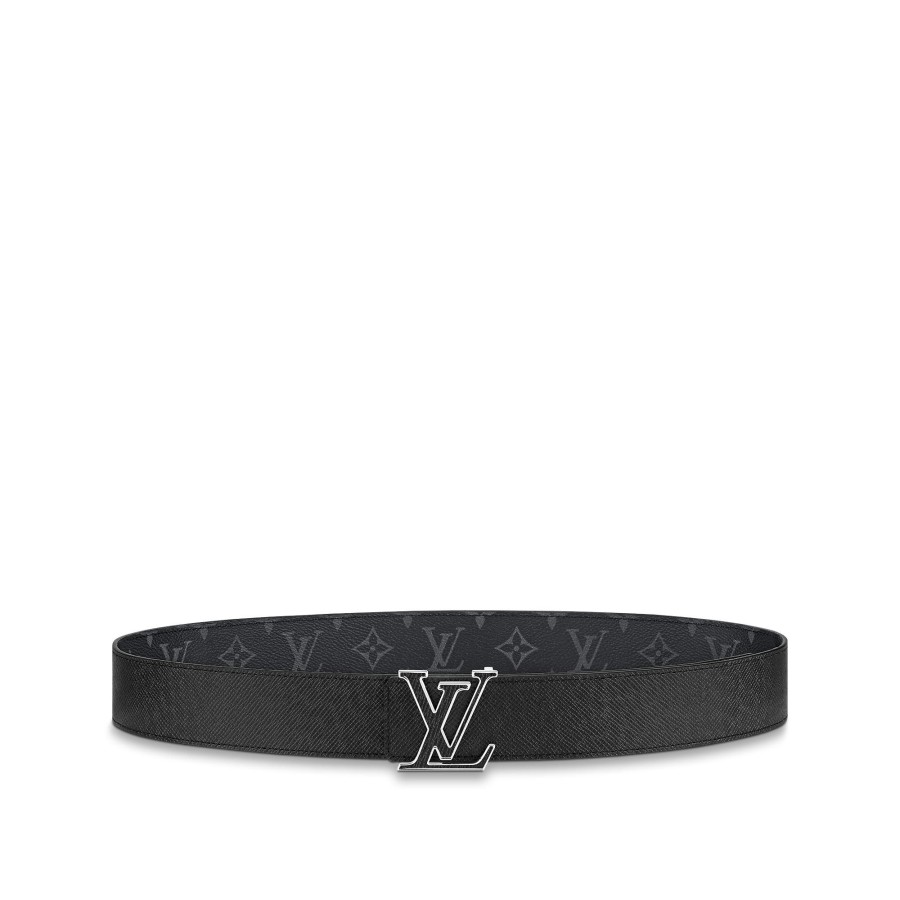 Hombre Louis Vuitton Cinturones | Cinturon Reversible Lv Initiales De 4 Cm Negro