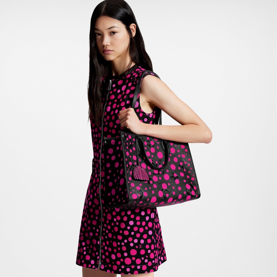 Mujer Louis Vuitton Bolsos Tote | Lv X Yk Bolso Onthego Mm Noir Fuchsia