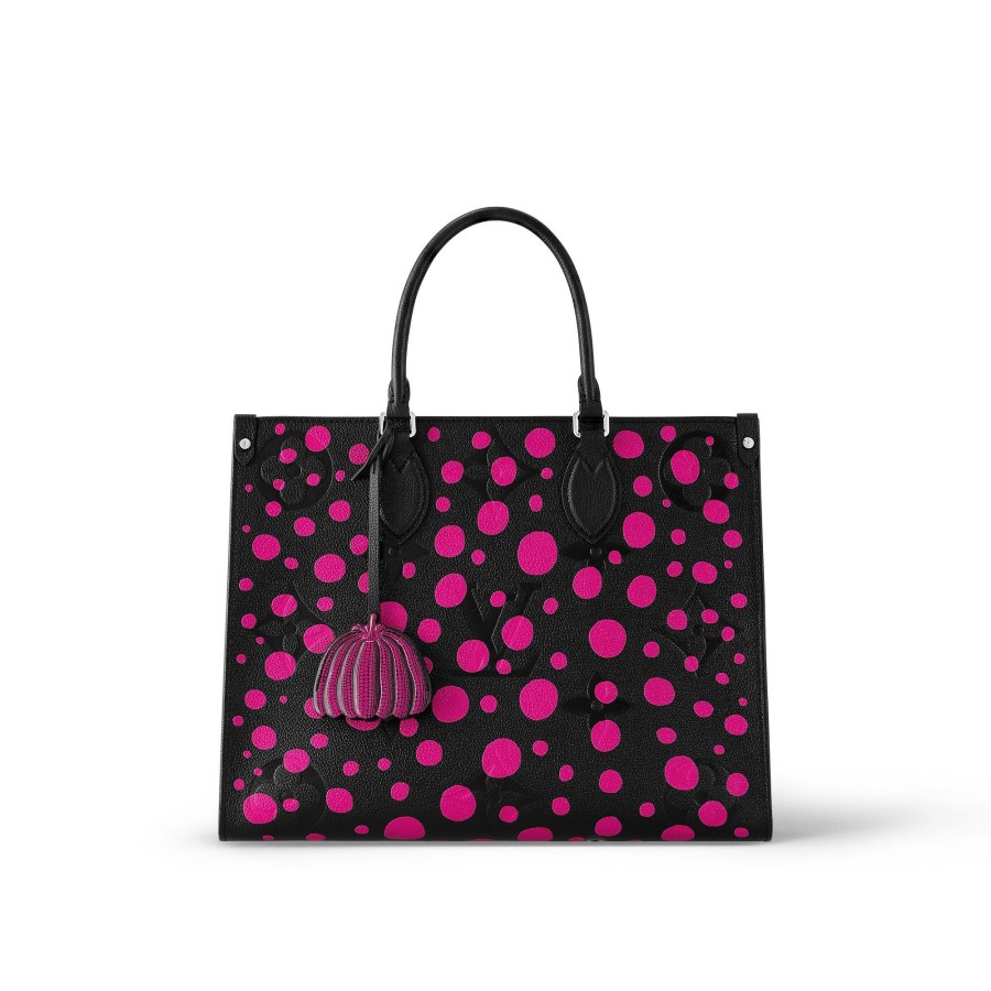 Mujer Louis Vuitton Bolsos Tote | Lv X Yk Bolso Onthego Mm Noir Fuchsia