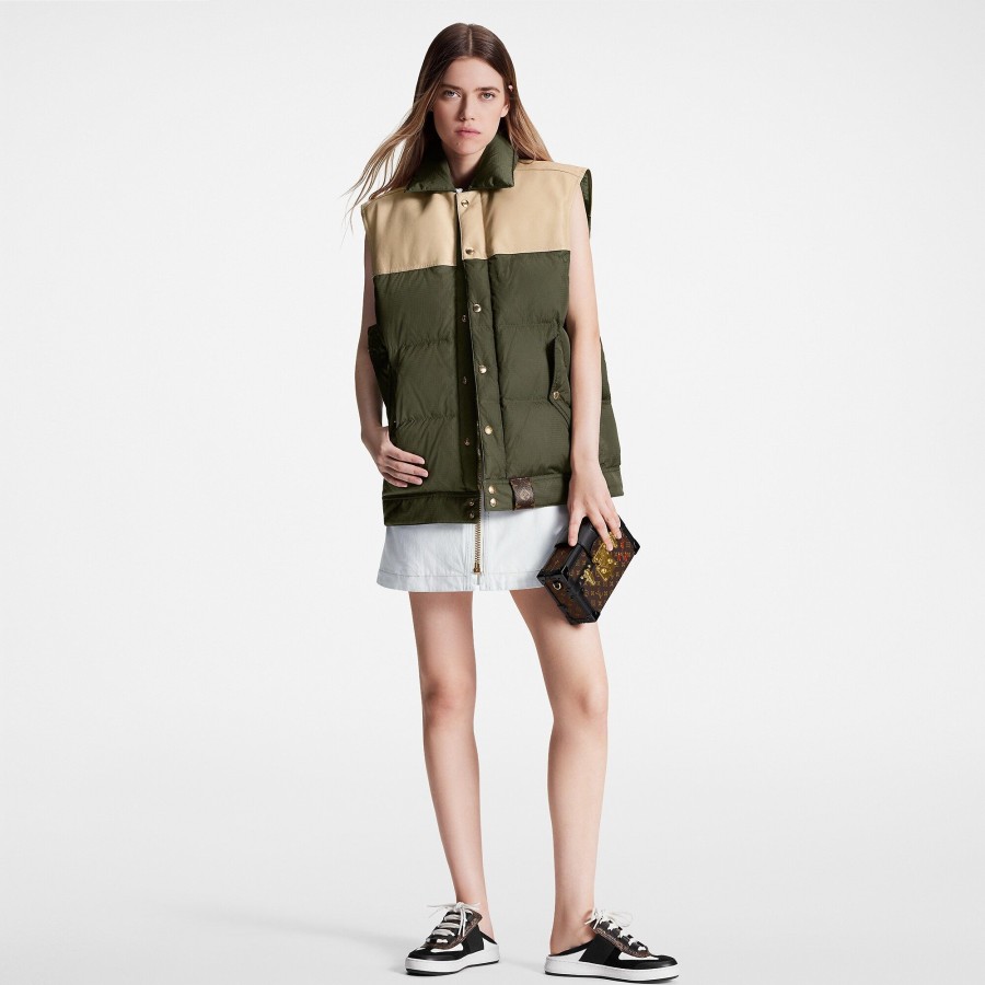 Mujer Louis Vuitton Abrigos Y Chaquetas | Chaleco Acolchado Con Detalle En Piel