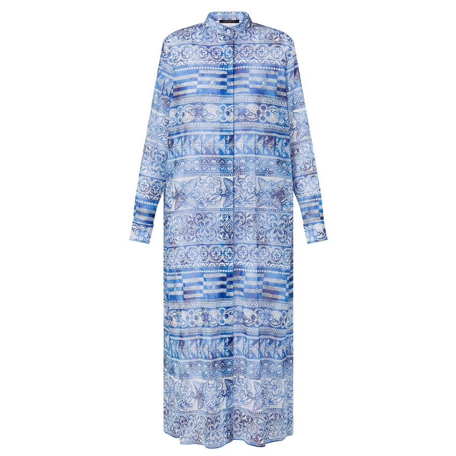 Mujer Louis Vuitton Vestidos | Vestido Camisero Largo Monogram Tile Azul