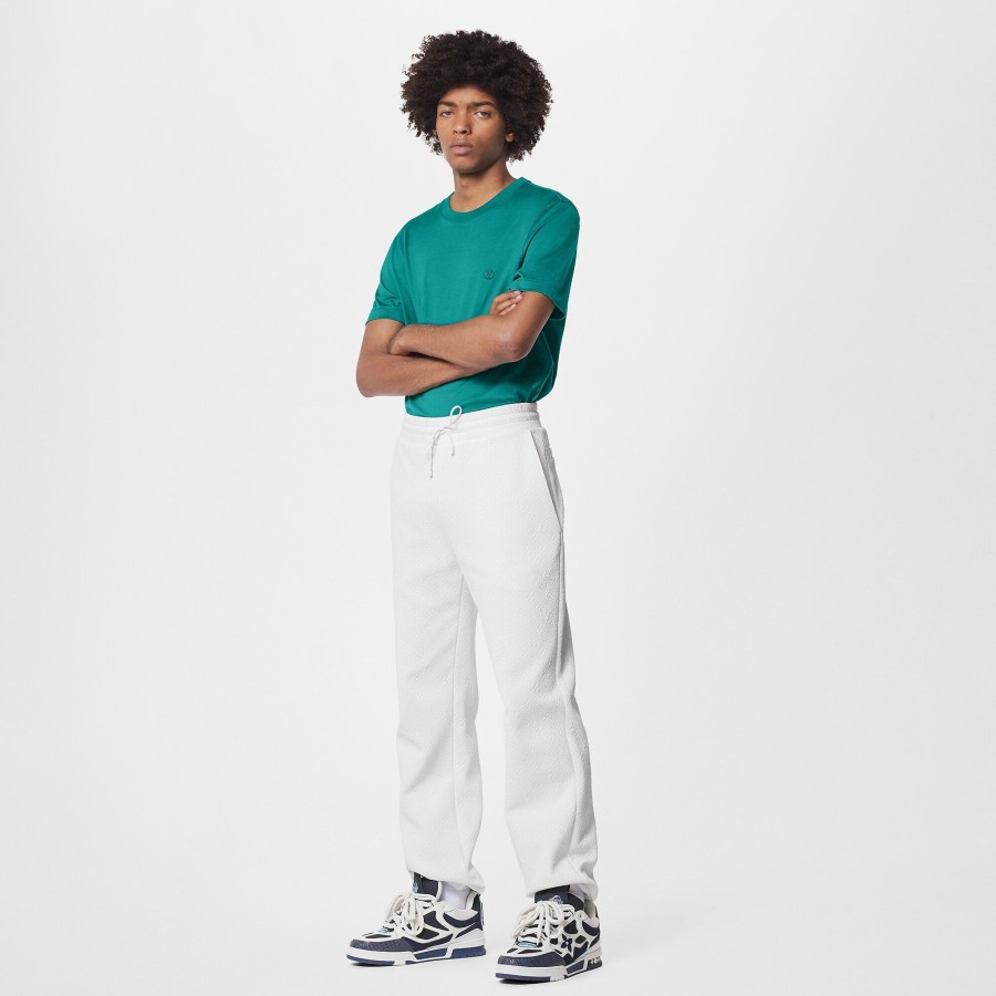 Hombre Louis Vuitton Pantalones | Pantalon De Chandal Lvse Monogram Blanc Lait