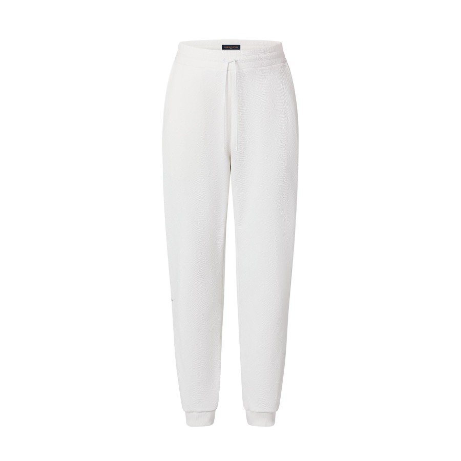 Hombre Louis Vuitton Pantalones | Pantalon De Chandal Lvse Monogram Blanc Lait