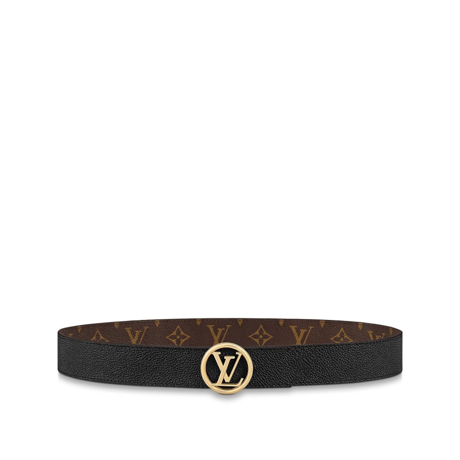 Mujer Louis Vuitton Cinturones | Cinturon Reversible Lv Circle De 3,5 Cm Negro