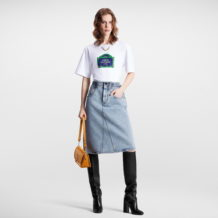 Mujer Louis Vuitton Tops | Camiseta Con Letrero De Calle Lv