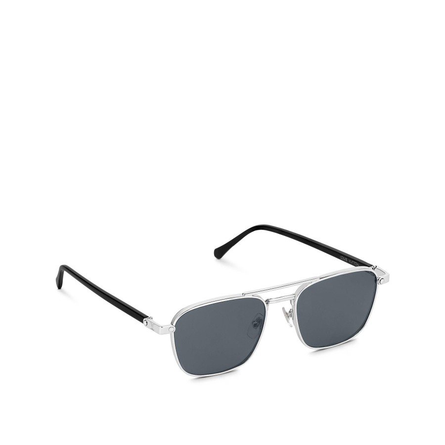 Hombre Louis Vuitton Gafas De Sol | Gafas De Sol Lv Signature Metal Square Plata