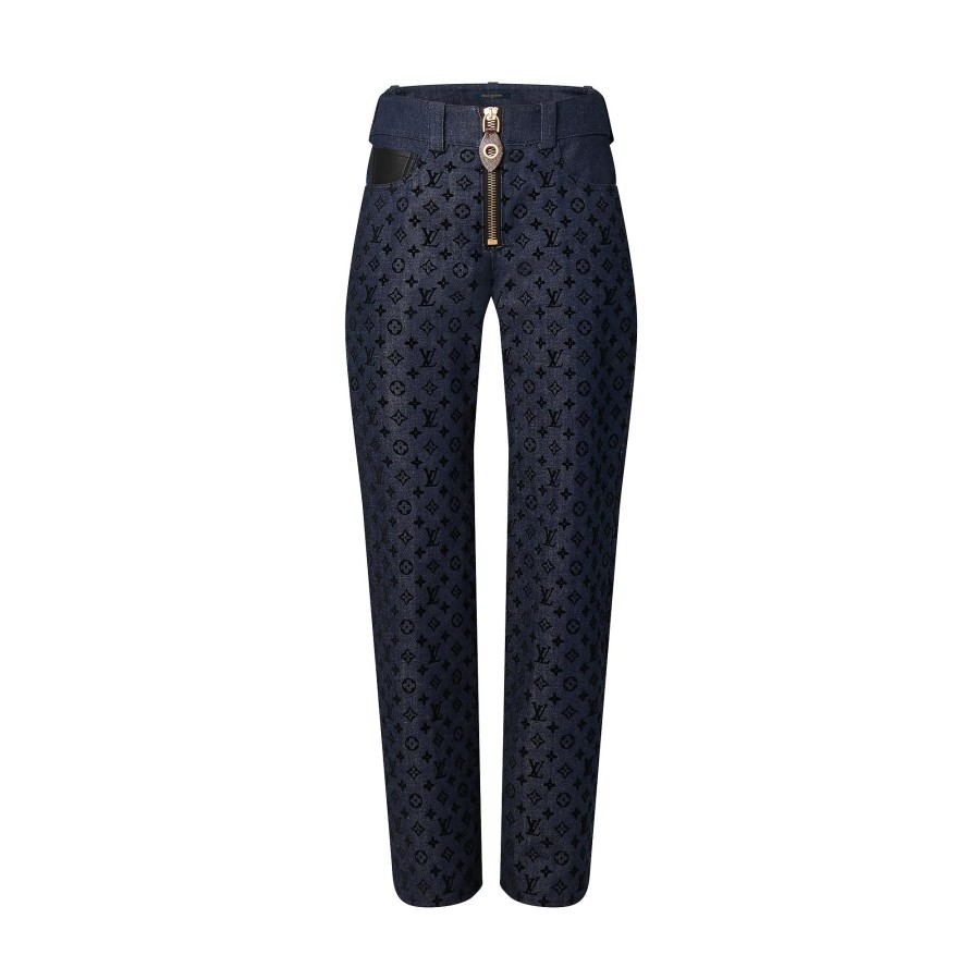 Mujer Louis Vuitton Denim | Vaqueros Con Motivo Monogram Flocado