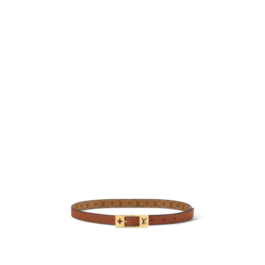 Mujer Louis Vuitton Cinturones | Cinturon Reversible Lv Duo De 18 Mm Marron