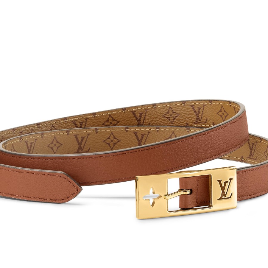 Mujer Louis Vuitton Cinturones | Cinturon Reversible Lv Duo De 18 Mm Marron