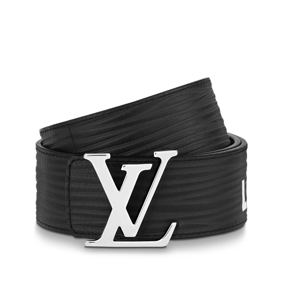 Hombre Louis Vuitton Cinturones | Cinturon Reversible Lv Initiales De 4 Cm Negro