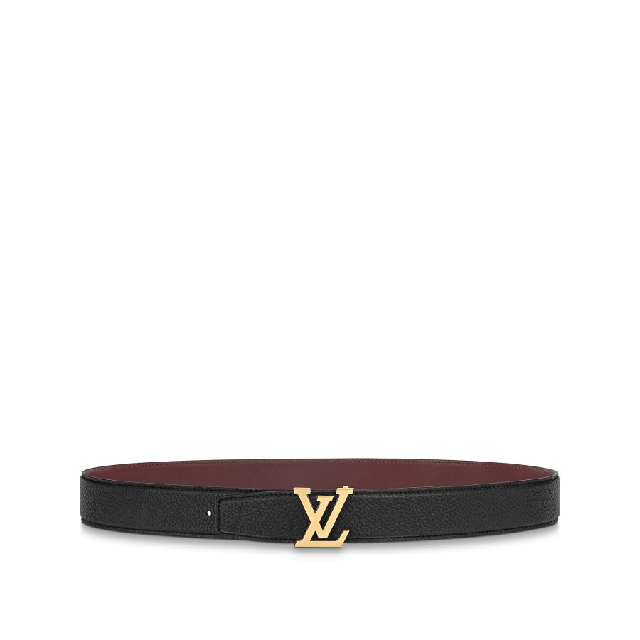 Hombre Louis Vuitton Cinturones | Cinturon Reversible Lv Heritage De 3,5 Cm Noir Bordeaux