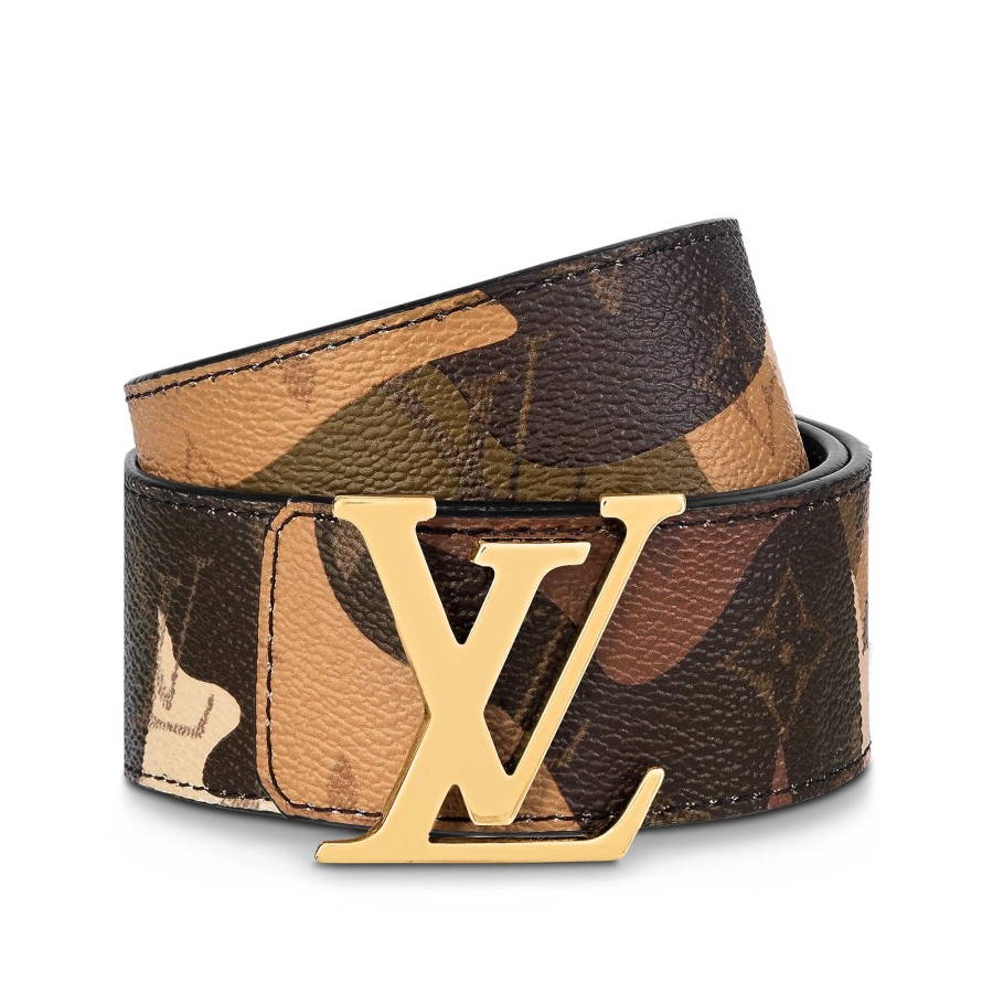 Hombre Louis Vuitton Cinturones | Cinturon Reversible Lv Initiales De 4 Cm Marron