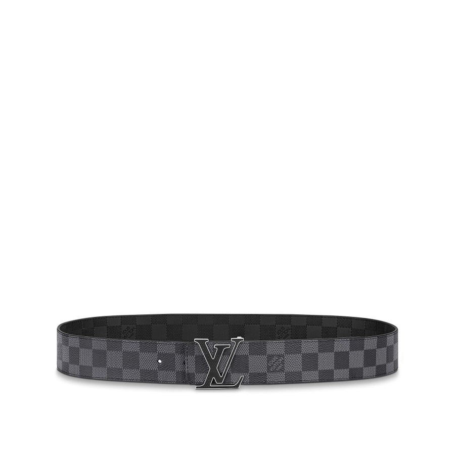 Hombre Louis Vuitton Cinturones | Cinturon Reversible Lv Initiales De 4 Cm Negro