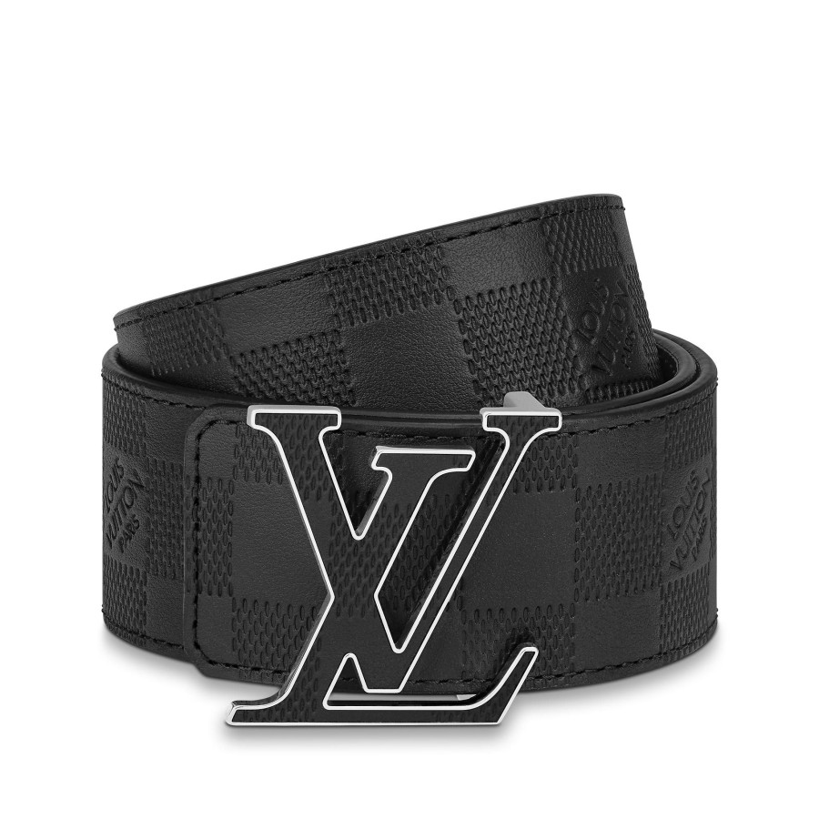 Hombre Louis Vuitton Cinturones | Cinturon Reversible Lv Initiales De 4 Cm Negro