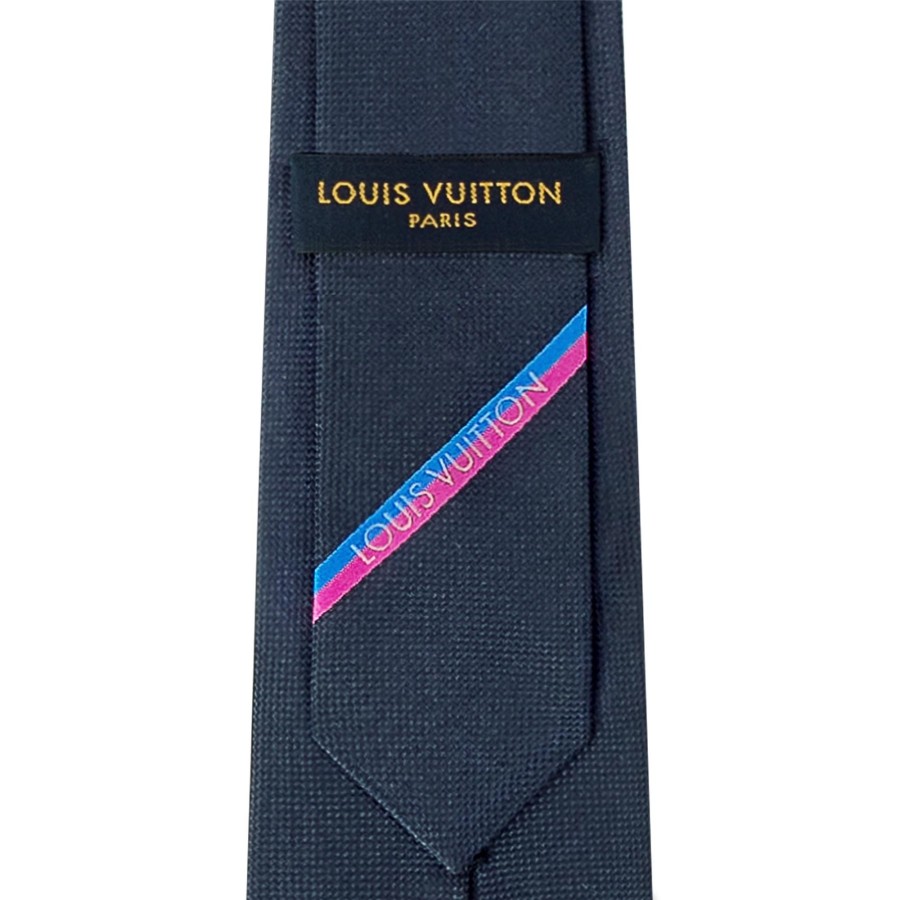 Hombre Louis Vuitton Corbatas Y Panuelos | Corbata Lv Bottom Stripes Azul Marino