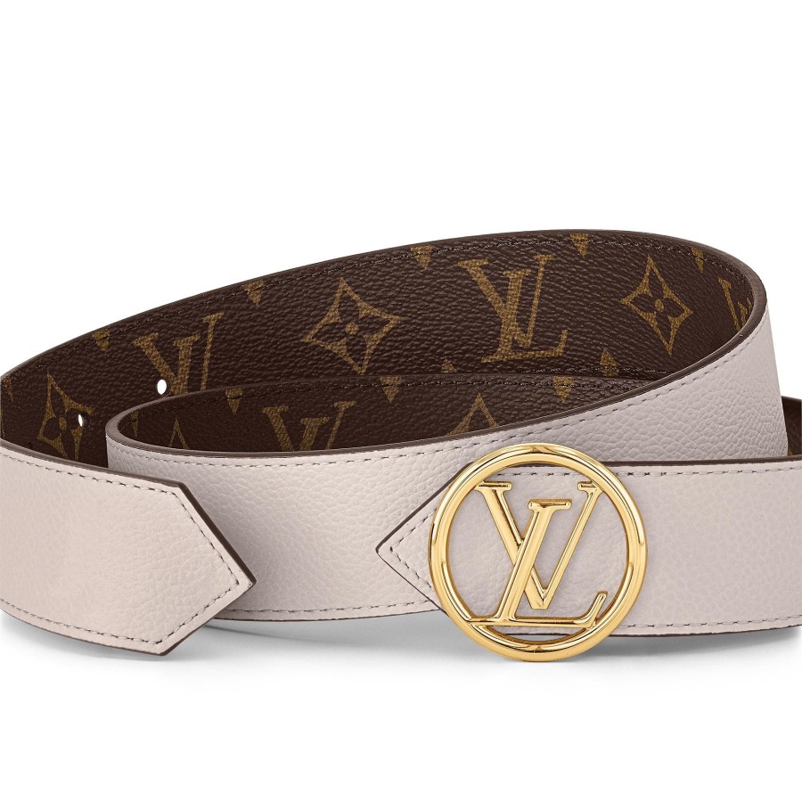 Mujer Louis Vuitton Cinturones | Cinturon Reversible Lv Circle De 3,5 Cm Gris