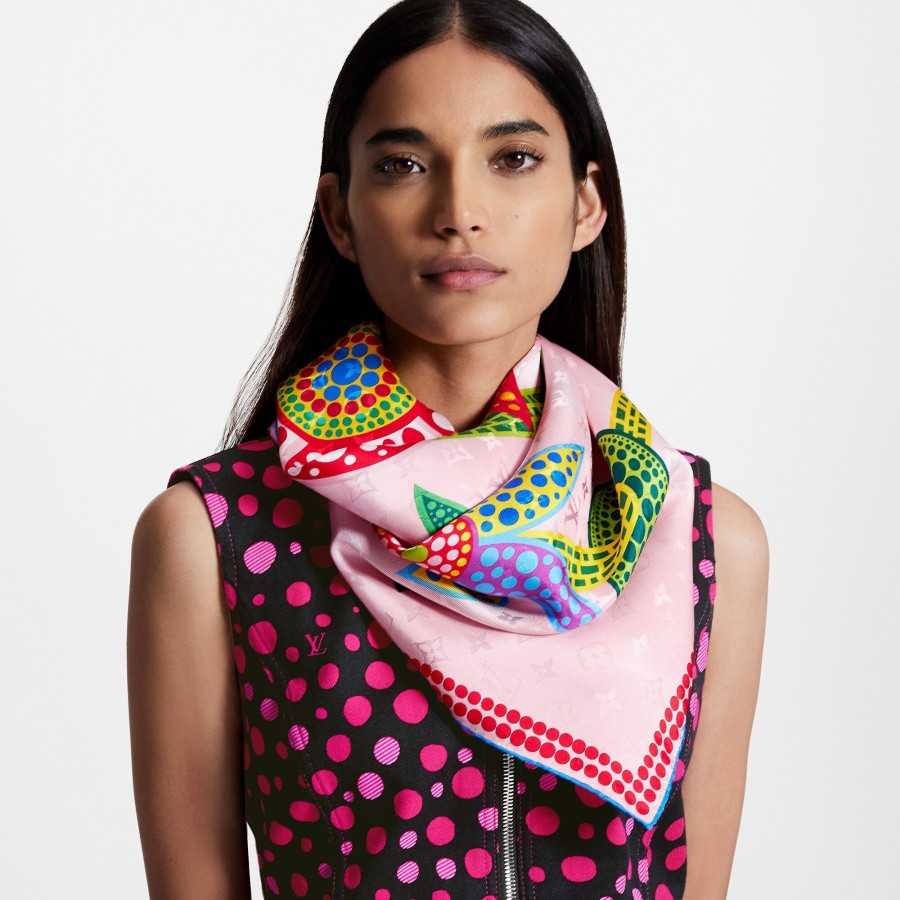 Mujer Louis Vuitton Panuelos De Seda Y Bandanas | Lv X Yk Panuelo Flowers 90