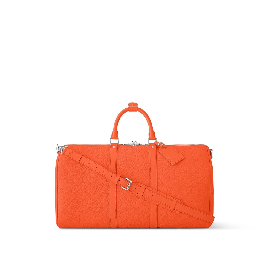 Mujer Louis Vuitton Bolsas De Viaje | Bolsa De Viaje Keepall 50 Con Bandolera Naranja