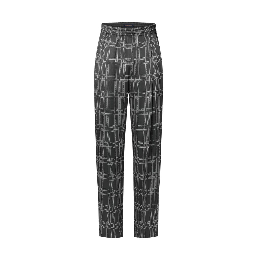 Hombre Louis Vuitton Pantalones | Pantalon Tipo Pijama En Mezcla De Seda