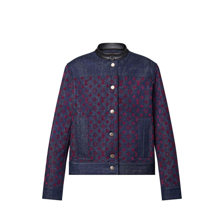 Mujer Louis Vuitton Denim | Chaqueta Vaquera Con Motivo Monogram Flocado