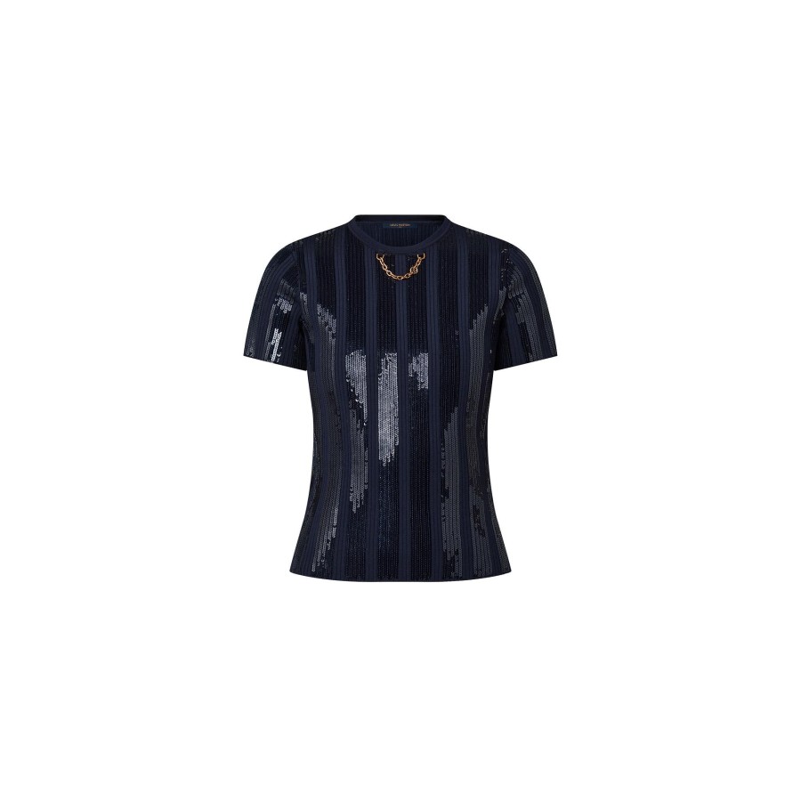 Mujer Louis Vuitton Tops | Camiseta Con Bandas De Lentejuelas