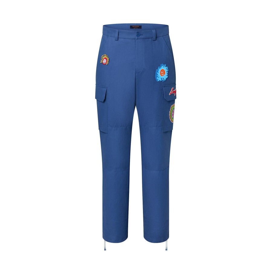 Hombre Louis Vuitton Pantalones | Lv X Yk Pantalon Cargo Con Rostros Bordados