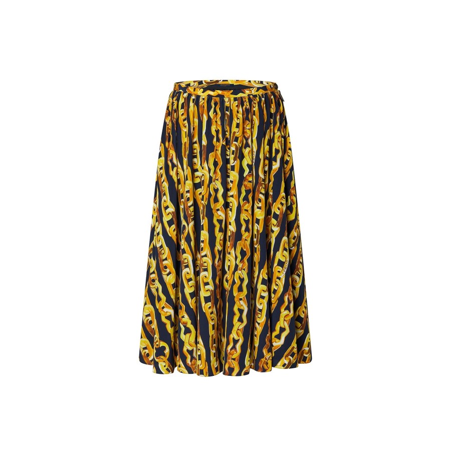 Mujer Louis Vuitton Faldas Y Pantalones Cortos | Falda Midi De Seda Con Estampado De Cadena