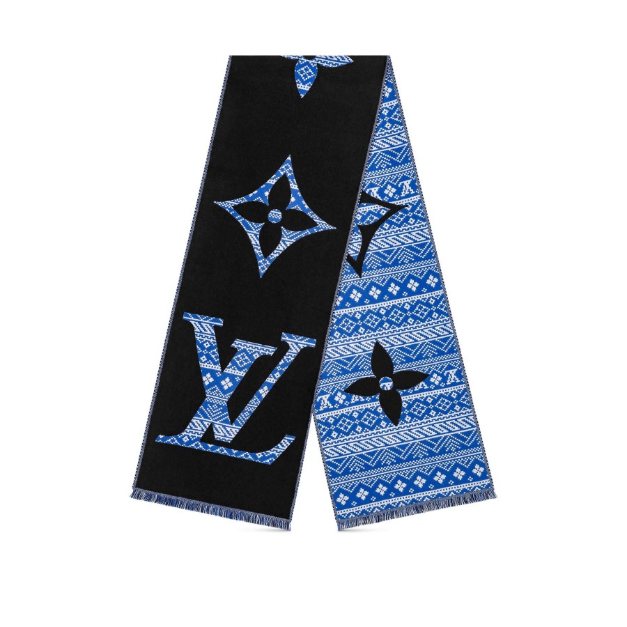 Hombre Louis Vuitton Bufandas | Bufanda De Doble Cara Mng Azul