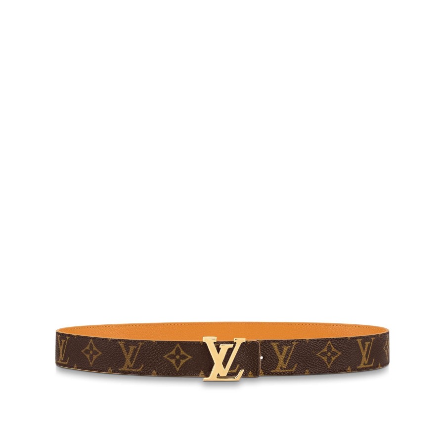 Mujer Louis Vuitton Cinturones | Cinturon Reversible Lv Initiales De 3 Cm Safran