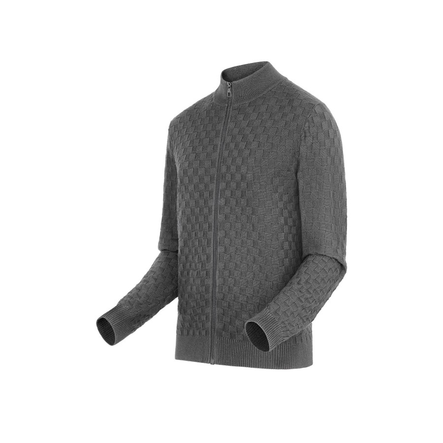 Hombre Louis Vuitton Punto Y Sudaderas | Chaqueta Damier Con Cremallera Gris Fonce