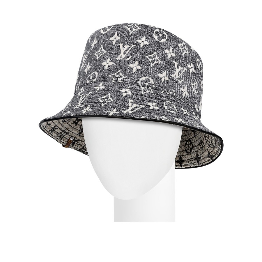 Mujer Louis Vuitton Gorros Y Guantes | Sombrero Bucket Monogram Jacquard Denim