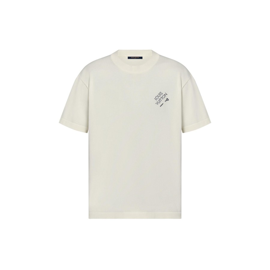 Hombre Louis Vuitton Camisetas Y Polos | Camiseta De Manga Corta Con Distintivo Blanc