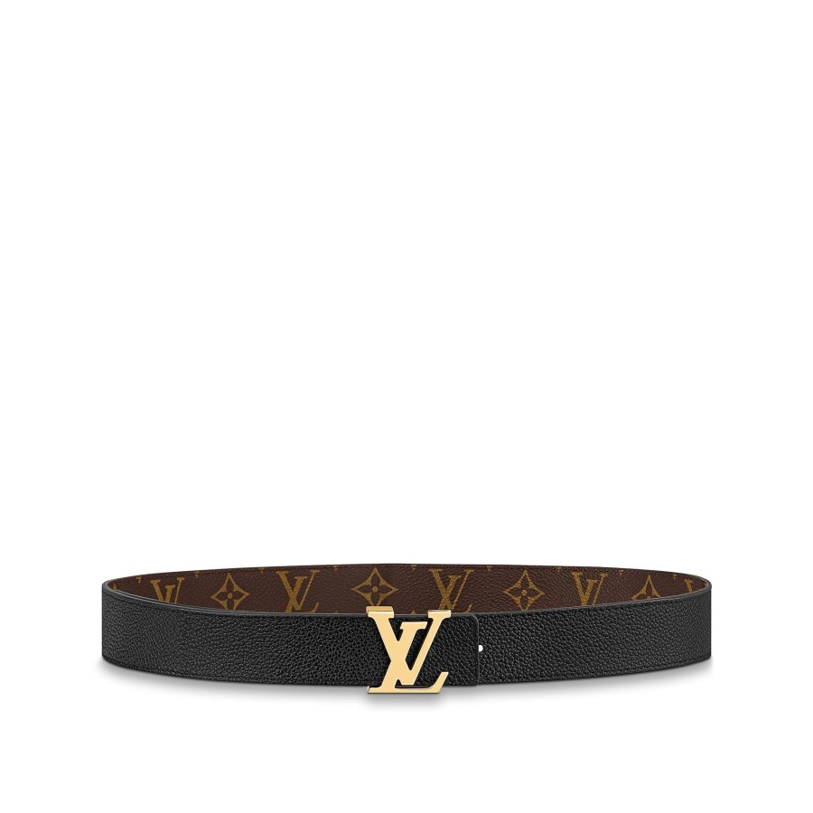 Mujer Louis Vuitton Cinturones | Cinturon Reversible Lv Initiales De 3 Cm Negro