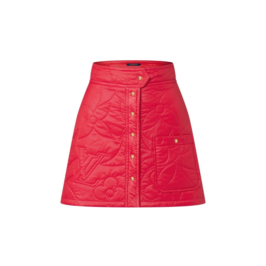 Mujer Louis Vuitton Faldas Y Pantalones Cortos | Minifalda Con Flores Monogram Acolchadas Rouge Vif