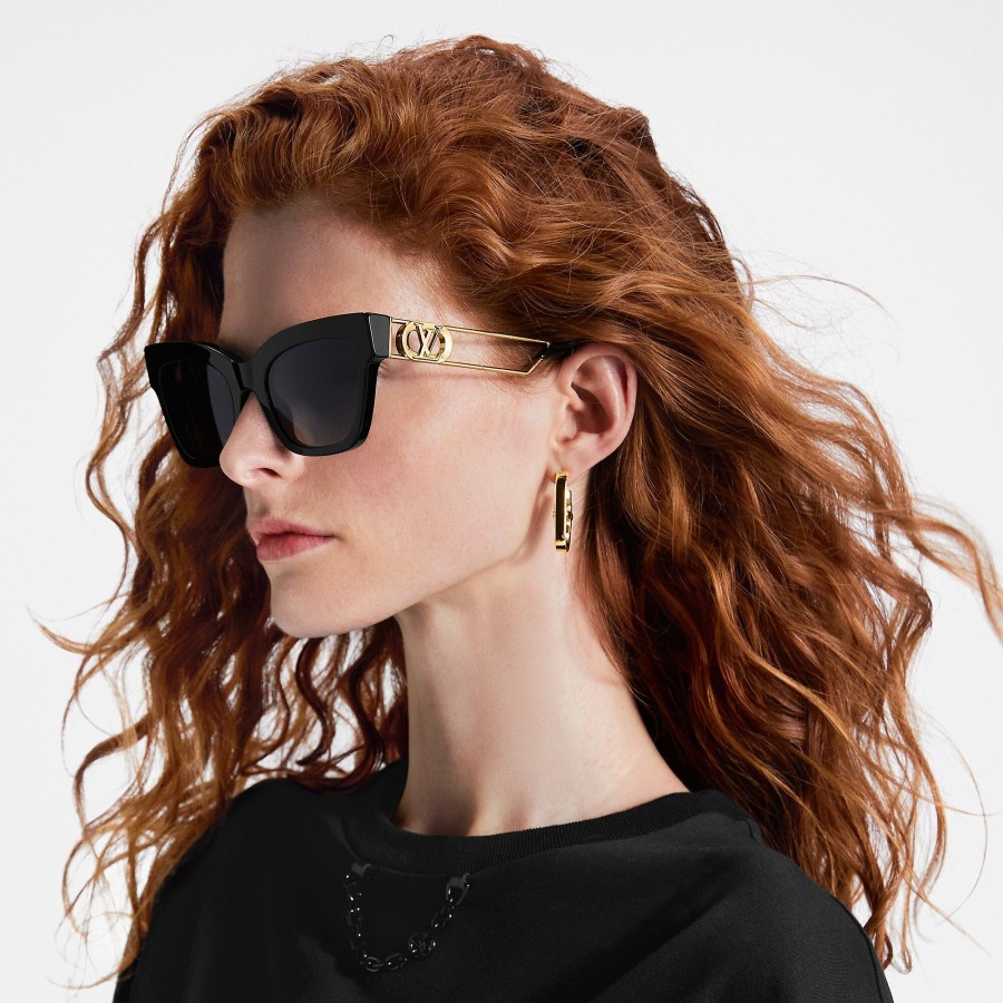 Mujer Louis Vuitton Gafas De Sol | Gafas De Sol Lv Link Light Cat Eye Negro