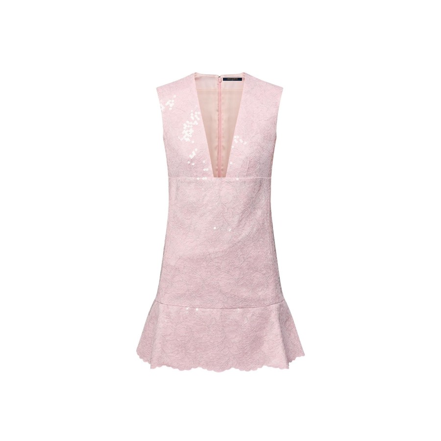 Mujer Louis Vuitton Vestidos | Minivestido De Encaje Con Lentejuelas Rose