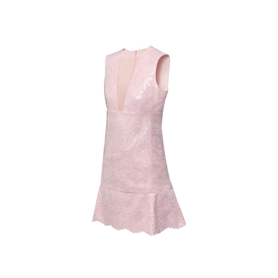 Mujer Louis Vuitton Vestidos | Minivestido De Encaje Con Lentejuelas Rose