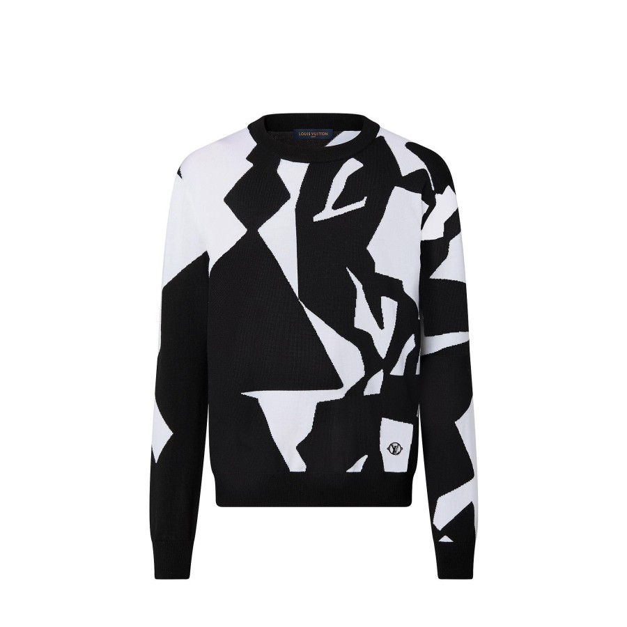 Hombre Louis Vuitton Punto Y Sudaderas | Jersey De Cuello Redondo Lv Abstract Houndstooth