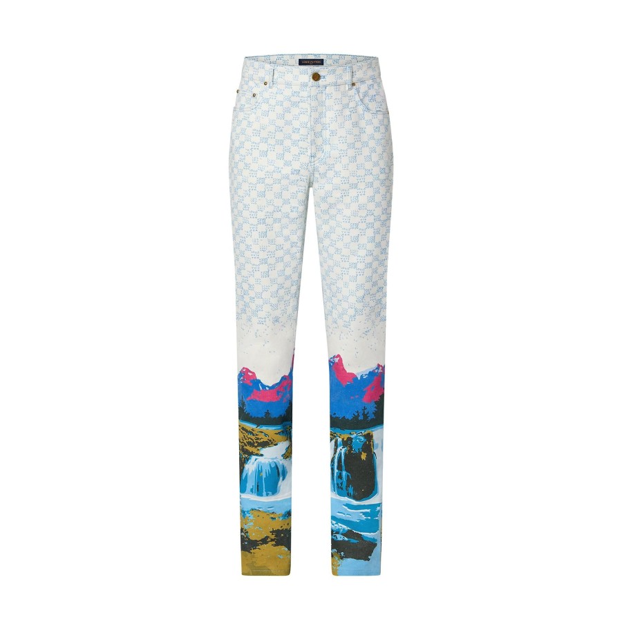 Hombre Louis Vuitton Pantalones | Vaqueros De Corte Regular Con Paisaje