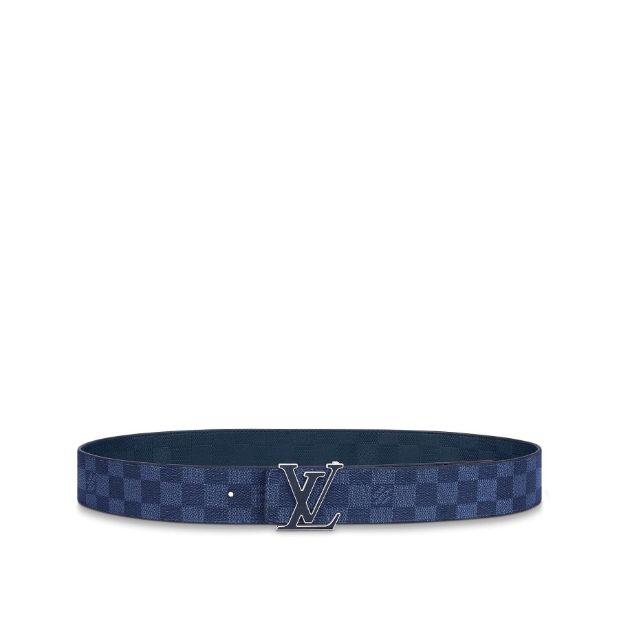 Hombre Louis Vuitton Cinturones | Cinturon Reversible Lv Initiales De 4 Cm Azul