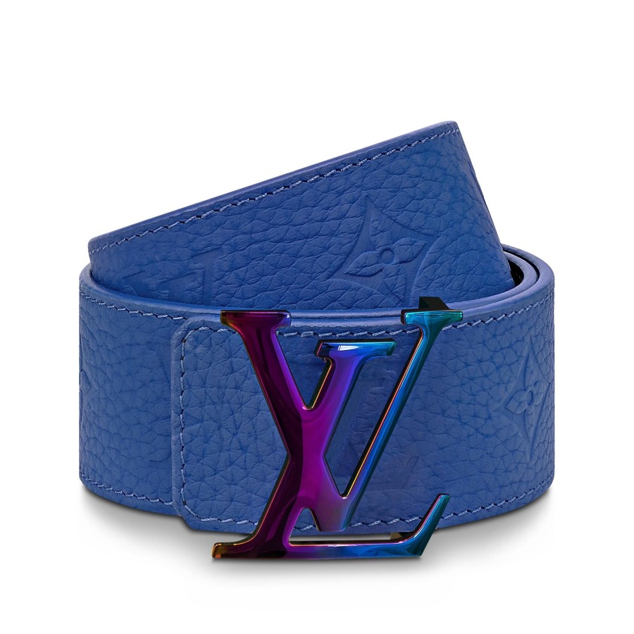 Hombre Louis Vuitton Cinturones | Cinturon Reversible Lv Initiales De 4 Cm Azul