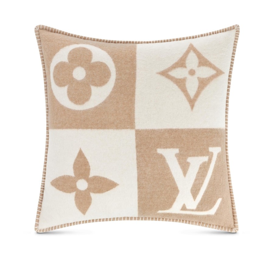 Mujer Louis Vuitton Accesorios Para El Hogar | Cojin Lv Checkmate Beige