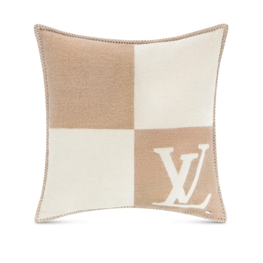 Mujer Louis Vuitton Accesorios Para El Hogar | Cojin Lv Checkmate Beige